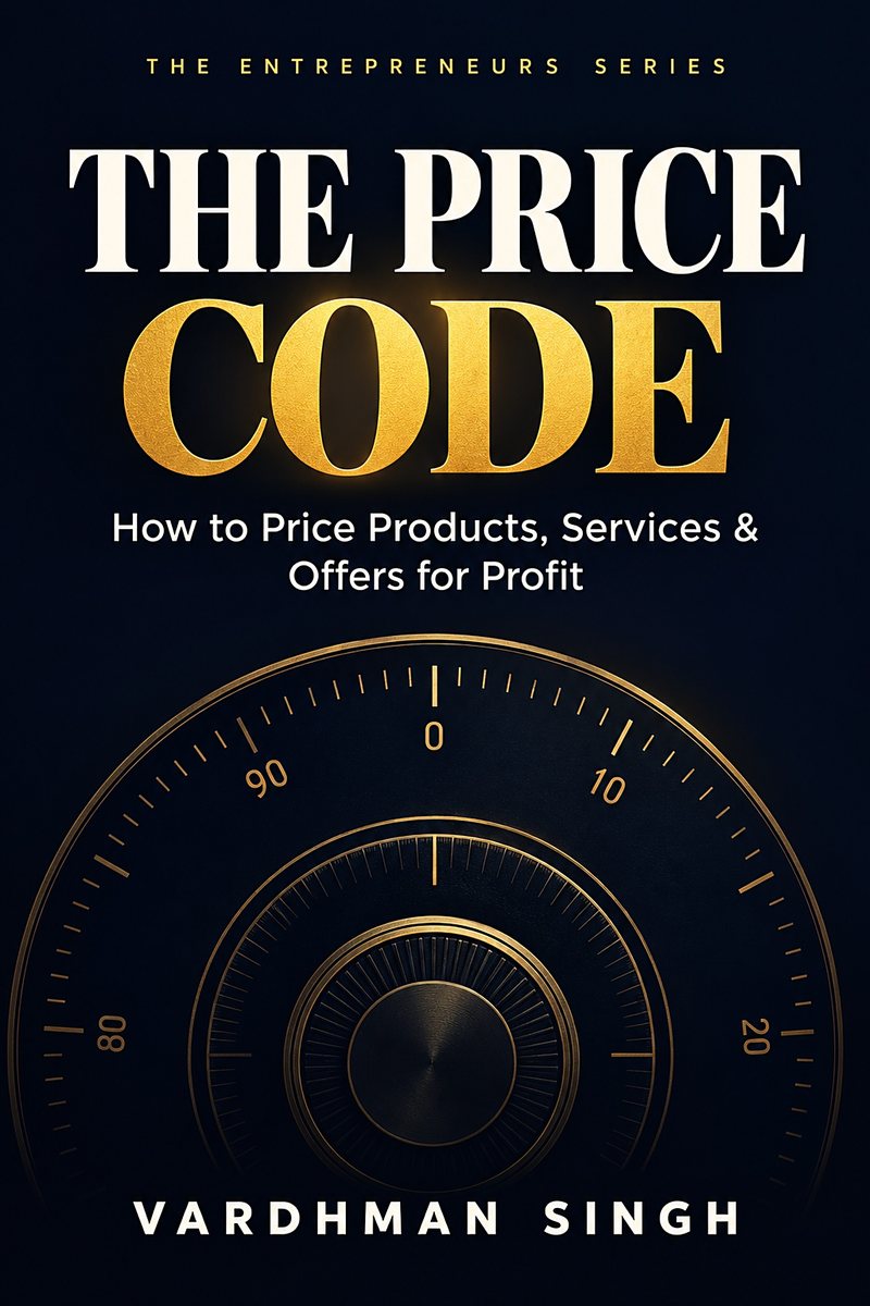 Cover of The Price Code by Vardhman Singh: gold and white title on midnight blue above a gold safe dial